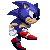 Six pixel-art frames of Sonic the Hedgehog running in a contact sheet layout on gray background.