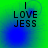 Green and blue gradient background with black text reading "I LOVE JESS" in four , each showing a different circular blue blur pattern