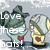 Pixelated character with green hat and red heart on yellow base, text overlays change from white to blue.
