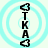 Four identical vertical arrangements of black text and heart symbols on light blue concentric circles, each with a central cyan dot.