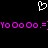 Pixelated white heart outline above pink text reading 'YoOoOo.=YoOoOo.=', all on black background.