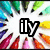 Pixelated icon with central black and white 'ily' text surrounded by colorful radial gradient shapes on a white background.
