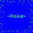 Blue background with green pixelated text and scattered green dots forming a pattern.