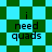 Pixelated text 'i need quads' on a green and cyan checkered background with diamond-shaped pattern variations.