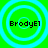 Four identical circular icons with concentric rings on a bright green background, each displaying the text 'BrodyE1' in black pixelated font.