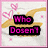 A four- of pixelated icons with pink borders, each featuring a white background with gold curved lines and pink hearts. The central text changes : "Who Dosen't", "LOVE", and "HOLLISTER" appear in bold magenta letters on black rectangles