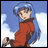 Pixelated anime-style character with blue hair and red outfit on left, black background with white text "Anime IM" and "COM" on right in a contact sheet layout.