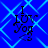 Blue background with light blue diamond pattern; black text "I LUV Yog" arranged vertically, each letter in a distinct blocky font style