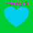 Four identical blue heart shapes on a green background with pink text 'casey<3' above each heart.