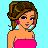 Pixel art buddy icon featuring a woman in a pink strapless dress with brown hair and blue eyes, next to text reading "To Bad I'm Takin !!" on light blue background.