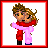 Pixel art of two figures embracing, one in red with brown hair and the other in pink with blonde hair, alongside text reading "i'll be" and heart symbols.