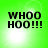Green background with black text reading "WHOO HOO!!!" and four white light effects in a