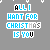 Pixelated text "ALL I WANT FOR CHRISTMAS IS YOU" in blue and white on gray background with small white sparkles.