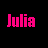 Two side-by-side display the name 'Julia' in pixelated text, one pink on black and one black on pink