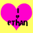 Two identical pink heart-shaped icons with yellow background, each containing vertical black text 'I', a small heart symbol, and 'ETHAN' in lowercase.