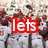 A pixelated image of baseball players in white uniforms with red accents, overlaid with red text reading 'lets go Phillies' in two separate segments.