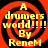 Four identical circular icons with red and black spiral backgrounds display yellow text reading "A drumers world!!!!! By Renem".