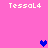 Pixelated pink background with four instances of 'TessaL4' text and three heart symbols in blue and purple hues.