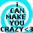 Four identical display a blue and white spiral background with black text reading "i CAN MAKE YOU CRAZY <3" in each