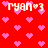 Red background with pink pixelated hearts and repeated white text 'ryan*3' in four corners.