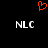 A black background displays a red pixelated heart symbol above two white 'NLC' text blocks with partial transparency.