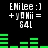 [Nilee :] +y0Mii = 64L appears in four identical with green bar graphs above and below, each showing the same text layout on black background