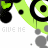 Animated contact sheet of a 48x48 pixel buddy icon showing repeated green and black circular patterns with text variations over time, displayed on a gray transparent background.