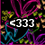 Pixelated icon with white text '<333' centered on black background, surrounded by abstract magenta, cyan, and yellow shapes.