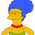 Pixelated character with blue hair, yellow skin, red necklace, and green garment in profile view.