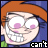 Animated cartoon character with orange hair and wide eyes, displaying a grinning expression while text below changes across frames.