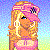 Pixelated character with blonde hair wearing pink headband, crop top, and jeans; text 'Single N' Looking appears below.