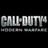 Pixelated 'CALL OF DUTY' logo with 'MODERN WARFARE' text below, right side displays 'COD4' in white block letters on black background.