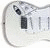White electric guitar with brown neck and headstock, shown in two views against white background.