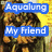 Animated icon shows four sequential poses of a character with long hair in a yellow background, with blue text overlays reading 'Aqualung', 'My Friend', 'Don't Start', 'Away Uneasy'.