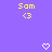 Purple background with yellow text 'Som' and '<3', two white pixelated hearts at bottom, static image.