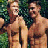 repeated shirtless male figures with green foliage background, text overlays reading "SWEET DREAMS" and "ARE MADE OF THESE..." in pixelated font