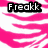 A static image with a pink and white zebra-stripe background displaying six text labels in black outlined font.