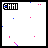 Pixelated animation of 'ENHI' text above shifting pink and blue lines, crosses, and dots on white background.