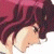Pixelated anime-style character with long dark red hair and closed eyes, positioned next to green background text reading 'Original Icons .com'.