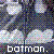 Pixelated icon with dark blue tree silhouette against gray and purple background, white text 'batman.' at bottom.
