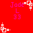 Red background with repeated pink text 'Jade L 33' and white pixelated square icons arranged in a pattern