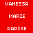 red and blue rectangular displays names in white pixelated text, with blue shifting positions across frames