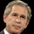 six pixelated headshots with text overlays on a black background, showing sequential animation changes