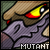 Pixelated character with brown hair, yellow-red eyes, and purple armor-like clothing, labeled "MUTANT" below, displayed in a of