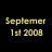 Yellow pixelated text on black background reads 'September 1st 2008' and 'gossip girl', with a vertical line extending from the bottom of the 'p' in 'gossip'.