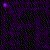 Purple pixelated dots form falling patterns above a purple square with black dots and 'MEG' text, with 'M' and 'ME' text below on a dark background.