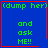 Four identical blue with red borders display green text reading (dump her) and ask ME!!; two include a small red heart symbol, one includes a red starburst symbol