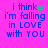 Pixelated text on bright pink background with green heart and star animations replacing 'i think' punctuation.