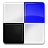 Four quadrants of solid color arranged in a 2x2 grid: white top-left, blue top-right, black bottom-left, and light gray bottom-right.