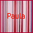 Red text reading 'Paula' centered on a vertical striped background with pink, purple, and white hues.